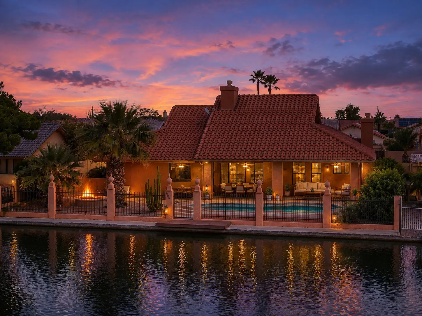 Lakeside Vista Villa — Lakefront at Dusk