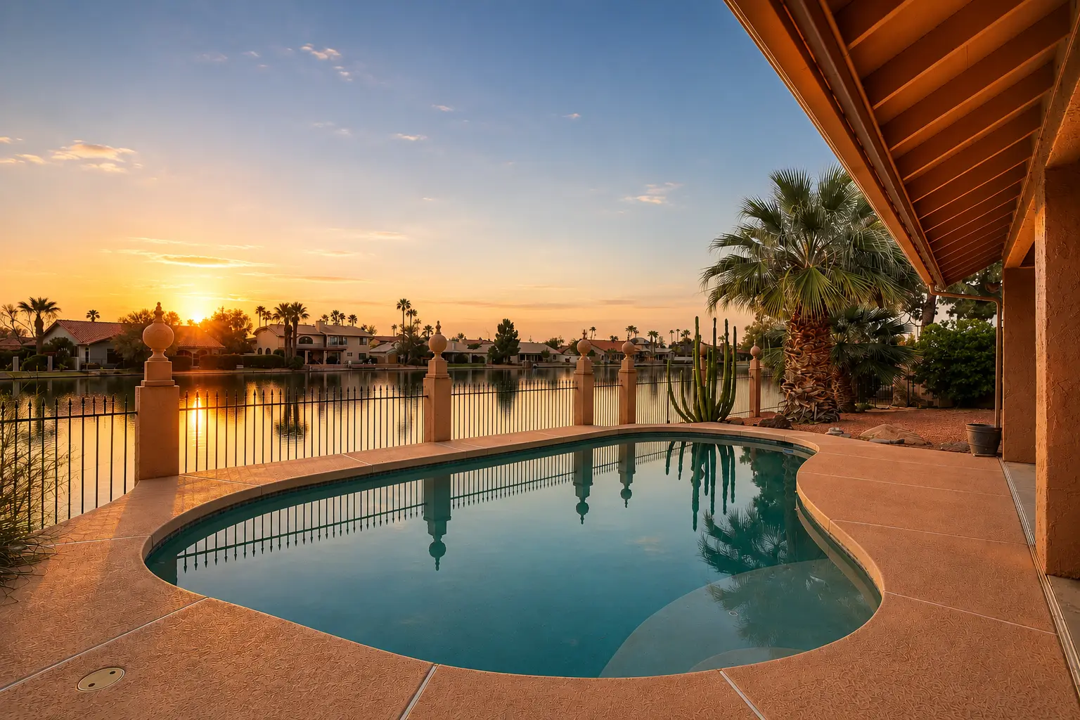Lakeside Vista Villa — Poolside Lake Sunset